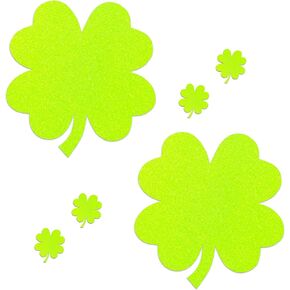 Sasswear Glitz Nips Clover Pasties أغطية حلمات شامروك باللون الأخضر النيون، بتلات الثدي المتوهجة باللون الأسود مع ملصقات الجسم الصغيرة المتطابقة in Kuwait