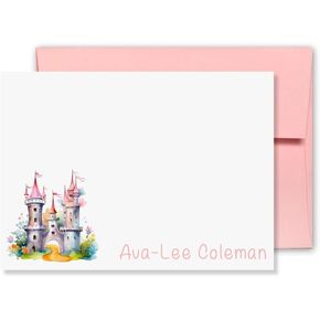 KAI KAI MARKET | Enchanted Castle 3 | Personalized Stationery | Flat Note Cards and Envelopes | Kids, Fairy Tale, Princess, Kingdom | Thank You Cards | in Saudi Arabia