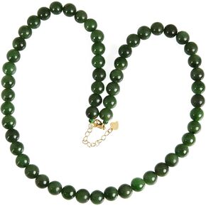 حقيقية الطبيعية اليشم الأخضر الأحجار الكريمة Hetian اليشم قلادة 8-9 مللي متر حبة مستديرة تمتد قلادة للنساء معتمد اليدوية الأحجار الكريمة in Kuwait