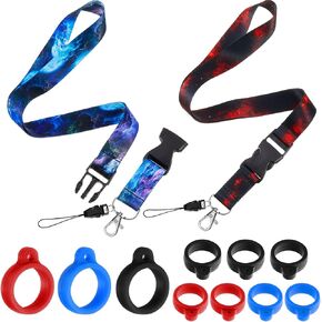 Shappy 12 Pcs Starry Sky Anti Lost Lanyard 2 Neck Strap 10 Ring Adjustable Holder Detachable for Key Keychain ID Badges Card(Black, Blue, Purple) in Saudi Arabia