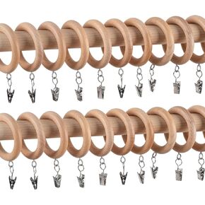 24 حزمة من حلقات قضبان الستائر الخشبية، تناسب قضبان 1.1-1.6 بوصة، القطر الداخلي 1.77 بوصة القطر الخارجي 2.76 بوصة، حلقات ستائر من خشب الزان الطبيعي لستارة النافذة in Kuwait