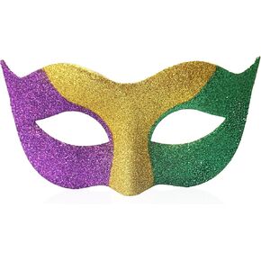 Wildarms Venetian Half Face Masks for Mardi Gras - Glitter Purple/Green/Yellow Masquerade Party Costumes in Saudi Arabia