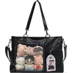 Kawaii Ita Bag with Clear Window and Insert Panel, Cute Aesthetic Tote Bag Anime Pin Display Crossbody Shoulder Messenger Bag for Women in Kuwait
