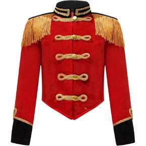 أطفال بنات الطبال موصل كبير مسيرة الفرقة طويلة الأكمام سترة معاطف لحفلة الكرنفال الأحمر 10 سنوات in Kuwait