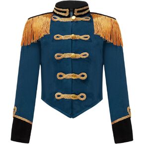 أطفال بنات الطبال موصل رئيسي مسيرة الفرقة طويلة الأكمام سترة معاطف لحفلة كرنفال الطاووس الأزرق 14 سنة in Kuwait