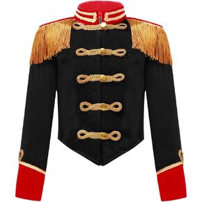 أطفال بنات الطبال موصل كبير مسيرة الفرقة طويلة الأكمام سترة Tailcoats لحفلة كرنفال أسود 8 سنوات in Kuwait