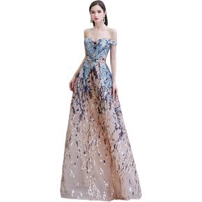 Women's V-Neck Sequins Sleeveless Lace-up Mermaid Evening Dress in Saudi Arabia