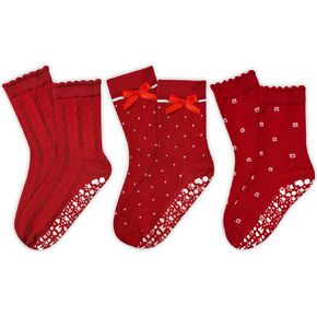 3 أزواج من الجوارب البيلاتيس اللطيفة للنساء بفيونكة مكشكشة ومنقطة ومطرزة بالورود جوارب ذات قبضة غير قابلة للانزلاق in Kuwait