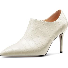 Saekcted إمرأة خنجر منتصف كعب أشار تو حذاء من الجلد قصير Bootie الانزلاق على سستة فستان الحفلات أحذية الشتاء in Kuwait