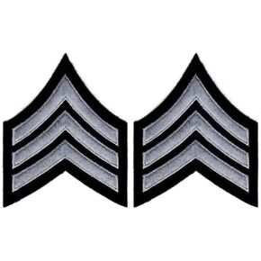Uniform Patches- Medium Gray Chevron Patches on Black Backing for Law Enforcement, Sheriff, Police, Security - 3-inch Wide - Sergeant Stripes - Police Patch Sergeant Chevron (SGT Patch) (Pair) in Saudi Arabia