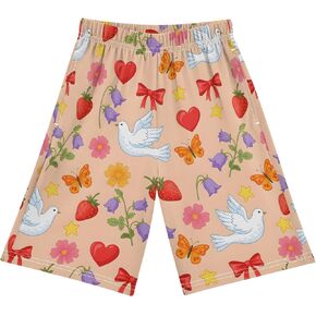 Lounge Pajama Shorts Sleep Pants Summer Soft PJ Bottoms 6-14 Years Birds Flowers Hearts Butterflies, in Kuwait