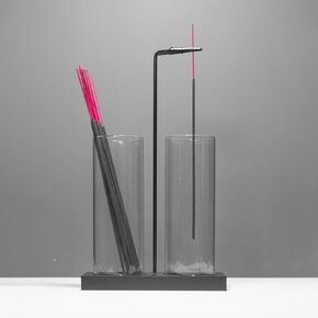 حامل بخور 2 في 1 للعصي حامل البخور مع مساحة تخزين، حامل بخور زجاجي مقلوب للعصي مع صائد رماد زجاجي للتأمل واليوجا والمنتجعات الصحية وديكور المنزل [2 طويل أسود] in Kuwait