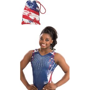 GK Gymnastics Simone Biles Leotard and Grip Bag Set - Red, White and Blue Bundle Size Adult Large in Kuwait