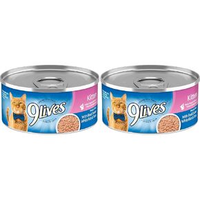 9Lives Wet Kitten Food، فطيرة لحم مع سمك أبيض حقيقي في المحيط وسمك التونة، علبة 5.5 أونصة (عبوة من 4) in Kuwait