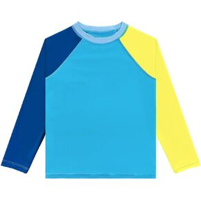 قميص سباحة WeVSwe للأولاد من Rash Guard بعامل حماية من الأشعة فوق البنفسجية 50+ قمصان ركوب الأمواج خالية من العلامات وأكمام طويلة وصديقة للبيئة معاد تدويرها من 2 إلى 12 سنة in Kuwait