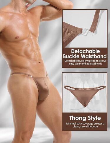 FEOYA Mens Briefs Bikini Satin Underwear Detachable Strap Panty Bulge Pouch Briefs S-2XL in Saudi Arabia