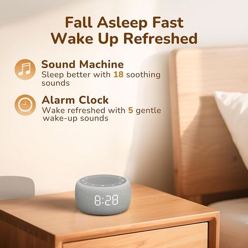 Buffbee Alarm Clock with Sound Machine for Bedrooms – 2-in-1 White Noise Machine for Sleep, Gentle Wake-Up with Soft Alarm Sounds, Ambient Night Light, Plug-in, Sleep Better, Wake Gently in Saudi Arabia