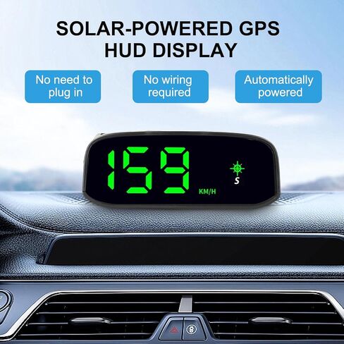 Solar Powered Head Up Display GPS Digital Car Speedometer with Intelligent Light Sensing HUD High Definition LED for Day and Night Compass Function in Saudi Arabia