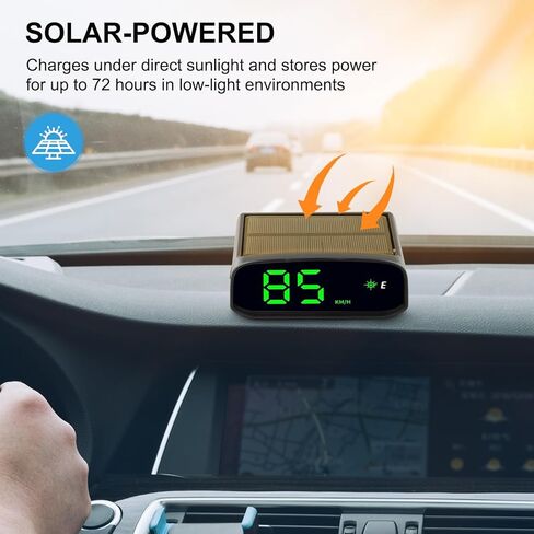 Solar Powered Head Up Display GPS Digital Car Speedometer with Intelligent Light Sensing HUD High Definition LED for Day and Night Compass Function in Saudi Arabia