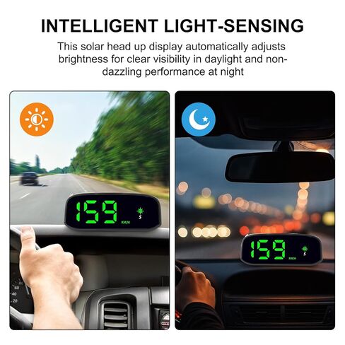 Solar Powered Head Up Display GPS Digital Car Speedometer with Intelligent Light Sensing HUD High Definition LED for Day and Night Compass Function in Saudi Arabia