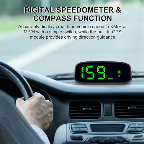 Solar Powered Head Up Display GPS Digital Car Speedometer with Intelligent Light Sensing HUD High Definition LED for Day and Night Compass Function in Saudi Arabia
