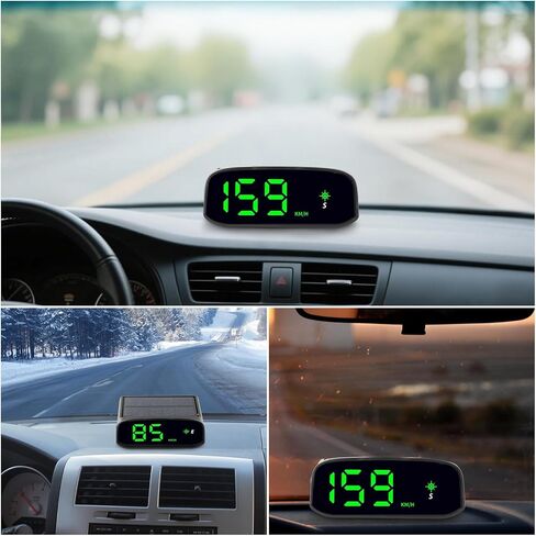 Solar Powered Head Up Display GPS Digital Car Speedometer with Intelligent Light Sensing HUD High Definition LED for Day and Night Compass Function in Saudi Arabia