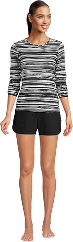 Lands' End Womens Long Sleeve Swim Tee Rash Guard Black/White Ombre Regular Medium in Saudi Arabia
