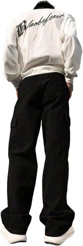 Boys Casual Cargo Pants Workout Baggy Wide Leg Trousers Bottom with Pockets Workwear Jogger Sweatpants for 8-12Y in Kuwait
