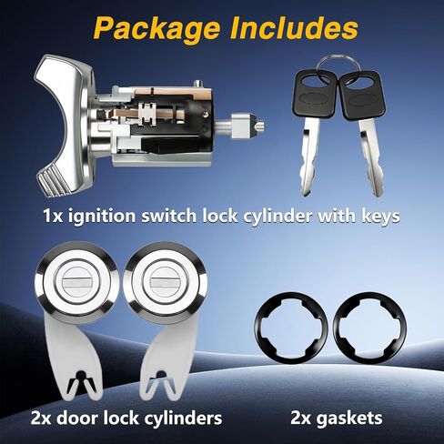 Door Lock Cylinders Set & Ignition Switch Lock Cylinder with Keys Compatible with Ford Aerostar Ranger Bronco E150/250/350 F150/250/350 Replace # F3UZ-1522050-D, F3TZ-7822050-B in Kuwait