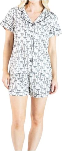 Simply Southern Women's Short Sleeve Button Down Pajama Set with Shorts in Saudi Arabia