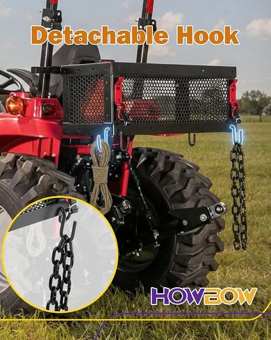 Heavy Duty Tractor Tool Box, Universal Tractor Basket with Tray Accessories Fits Most Tractor and Zero Turn Mower, Tractor Toolbox Attachment Store and Organize in Saudi Arabia
