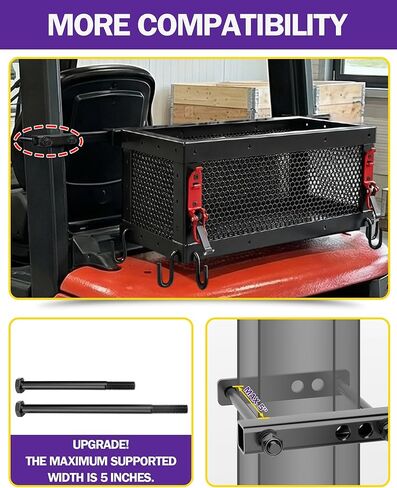 Heavy Duty Tractor Tool Box, Universal Tractor Basket with Tray Accessories Fits Most Tractor and Zero Turn Mower, Tractor Toolbox Attachment Store and Organize in Saudi Arabia