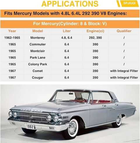 مضخة الوقود الميكانيكية M4008 SP1015MP SP1052MP MF0063 525-8280 تناسب 1958-1973 Ford 300 Thunderbird Galaxie F-100 F-250 لـ 1962-1967 Mercury Commuter Comet 4.8L 6.4L 292 390 CID V8 محركات in Kuwait