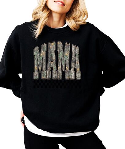 Olive Loves Apple Mama Camo Sweatshirt For Women Retro Check Pullover Distressed Camouflage Sweater for Mom in Saudi Arabia