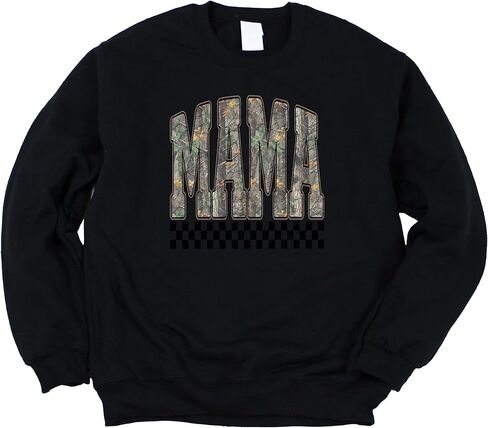 Olive Loves Apple Mama Camo Sweatshirt For Women Retro Check Pullover Distressed Camouflage Sweater for Mom in Saudi Arabia