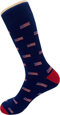 US Flag Dress Socks Funny Novelty Crazy Fun Design Men Size 8-12 Cotton Casual Crew Colorful Funky Fancy Socks Gift for Men in Saudi Arabia