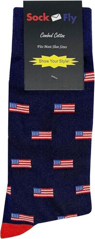 US Flag Dress Socks Funny Novelty Crazy Fun Design Men Size 8-12 Cotton Casual Crew Colorful Funky Fancy Socks Gift for Men in Saudi Arabia