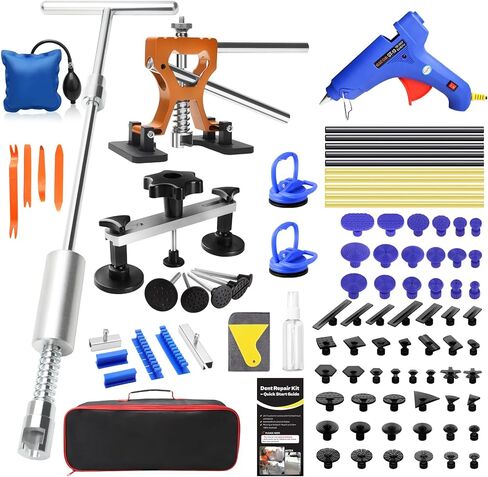 أداة سحب انبعاجات السيارة، مجموعة أدوات إزالة انبعاجات السيارة بدون جهد مع أعواد غراء لاصقة قوية ومسدس غراء ساخن 100 وات، إزالة الحواف وإسفين الهواء، إصلاح الانبعاجات بدون طلاء لضربات أبواب السيارات أو البرد أو غطاء المحرك in Kuwait