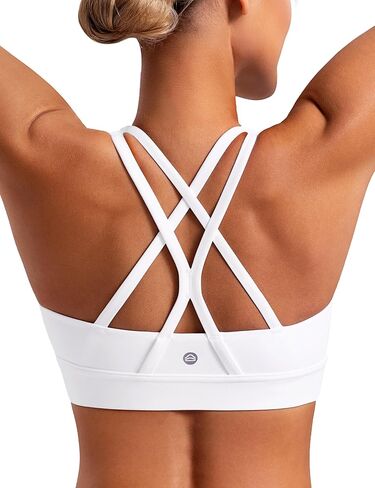 حمالات صدر رياضية للنساء مبطنة متقاطعة الظهر لليوجا بدون أكمام متوسطة الدعم بأشرطة قابلة للإزالة للتمرين in Kuwait