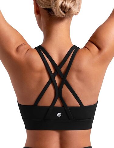 حمالات صدر رياضية للنساء مبطنة متقاطعة الظهر لليوجا بدون أكمام متوسطة الدعم بأشرطة قابلة للإزالة للتمرين in Kuwait