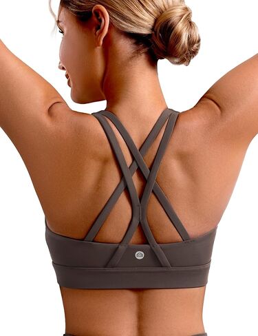 حمالات صدر رياضية للنساء مبطنة متقاطعة الظهر لليوجا بدون أكمام متوسطة الدعم بأشرطة قابلة للإزالة للتمرين in Kuwait