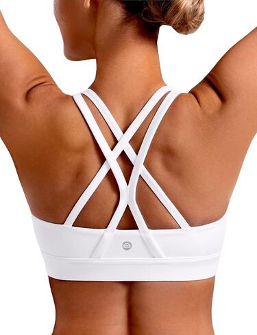 حمالات صدر رياضية للنساء مبطنة متقاطعة الظهر لليوجا بدون أكمام متوسطة الدعم بأشرطة قابلة للإزالة للتمرين in Kuwait