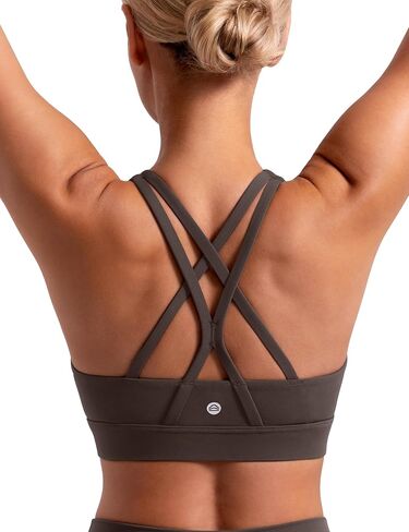 حمالات صدر رياضية للنساء مبطنة متقاطعة الظهر لليوجا بدون أكمام متوسطة الدعم بأشرطة قابلة للإزالة للتمرين in Kuwait