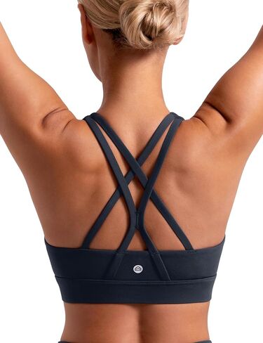 حمالات صدر رياضية للنساء مبطنة متقاطعة الظهر لليوجا بدون أكمام متوسطة الدعم بأشرطة قابلة للإزالة للتمرين in Kuwait