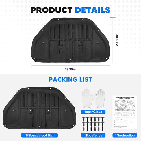 حصيرة قوية عازلة للصوت لـ 2024-2026 Toyota Tacoma & Toyota 4Runner PET غطاء المحرك اللباد العازل للحرارة درع امتصاص الصوت لملحقات تاكوما in Saudi Arabia