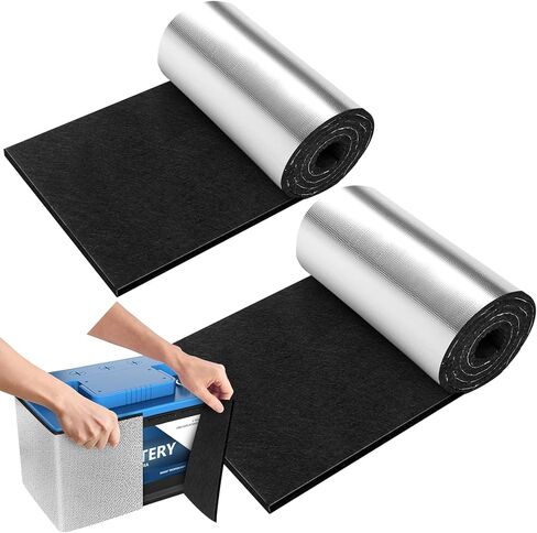 مجموعة عزل البطارية مقاس 40 بوصة × 7 بوصة، بطانية عازلة لبطارية السيارة العالمية، غطاء درع حراري لبطارية الشاحنة مضاد للتوصيل لحماية البطارية في الطقس البارد (سمك 5 مم، قطعتان) in Kuwait