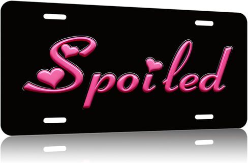 لوحة زخرفية شخصية من Spoited.Lady، غطاء لوحة ترخيص لطيف ومبتكر من معدن الألومنيوم المزخرف، مناسب للرجال، 6 × 12 بوصة (4 فتحات) in Kuwait
