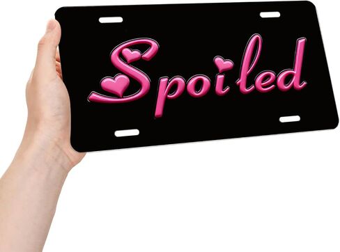 لوحة زخرفية شخصية من Spoited.Lady، غطاء لوحة ترخيص لطيف ومبتكر من معدن الألومنيوم المزخرف، مناسب للرجال، 6 × 12 بوصة (4 فتحات) in Kuwait