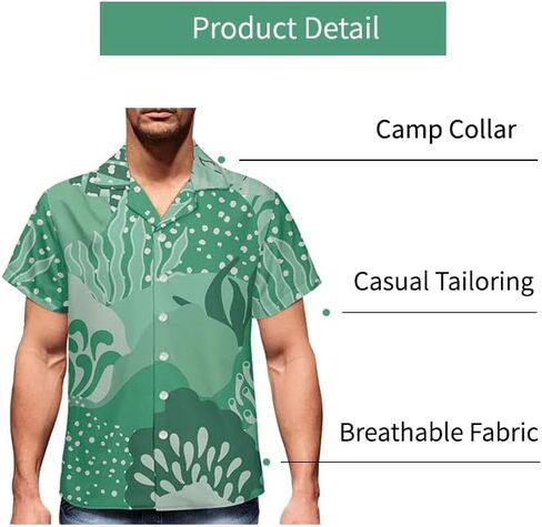 قميص هاواي صيفي رجالي بأكمام قصيرة قميص Aloha بأزرار سفلية ورقبة على شكل حرف V ملابس شاطئ استوائية سريعة الجفاف وخفيفة الوزن in Kuwait