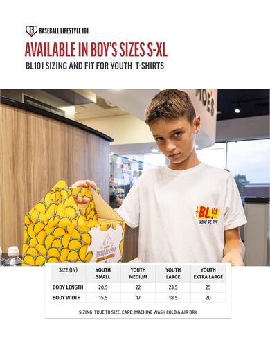 Baseball Lifestyle 101 Taco Youth Tee for Boys - White, Soft 60/40 Blend, Breathable, Side-Seamed, Sizes Youth S-XL in Kuwait